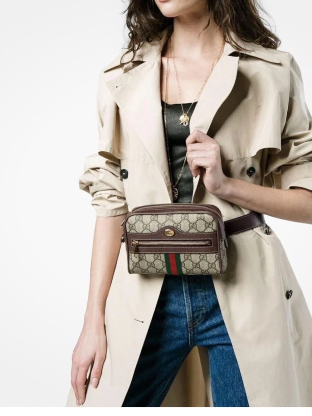 Gucci GG Supreme Canvas Ophidia Small belt Bag - Brown/Tan/Green-Red Stripe - Picture 15 of 15